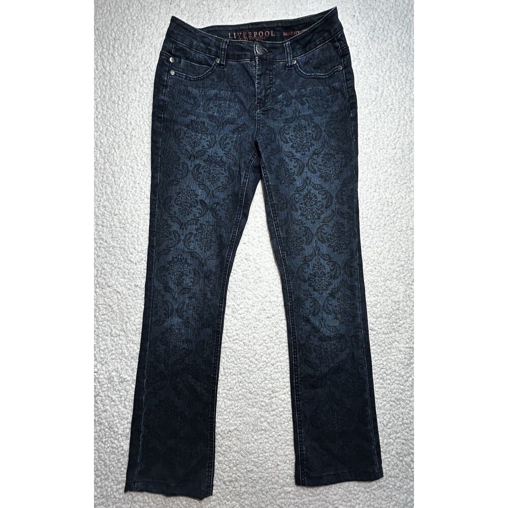 Liverpool Sadie Straight Jeans Womens 4 27 Beatles Strawberry Fields Damask